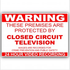 6 x Monitored by CCTV Stickers-Red on White Worded-Video Recording Camera Security Warning Signs-Self Adhesive Vinyl 